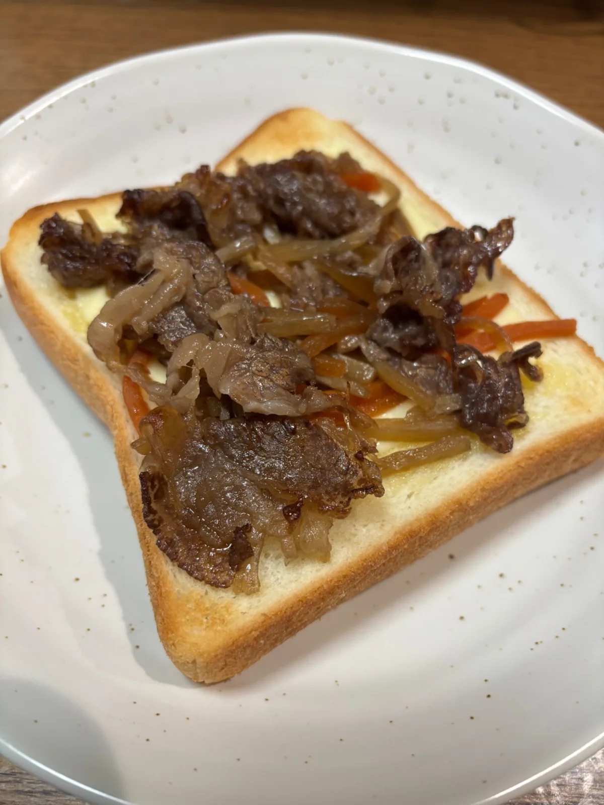 Kinpira gobo served on toast for breakfast