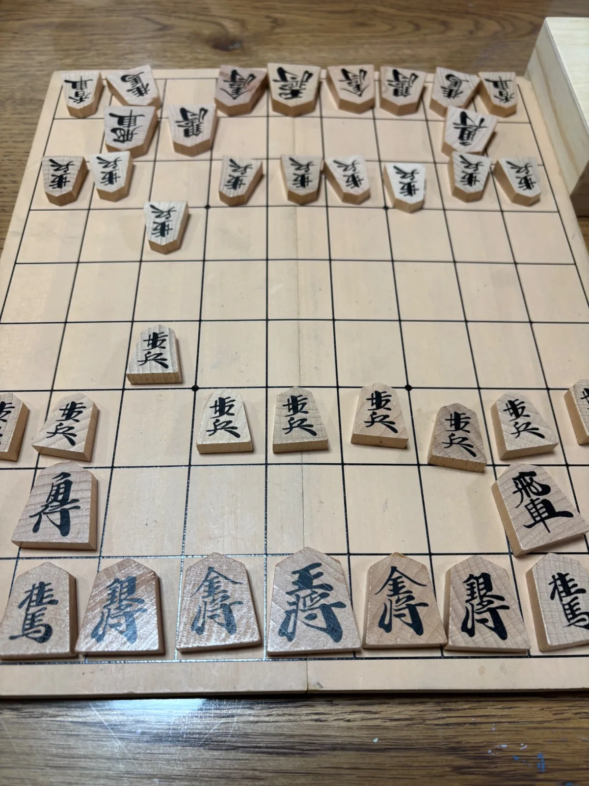 A shogi board used for a game with my child